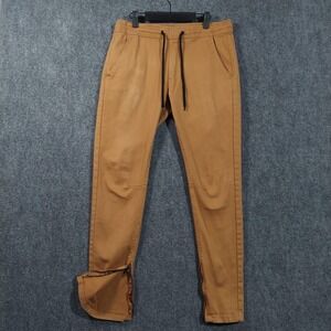 KDNK Pants Mens 34x31 Brown Jogger Slim Fit Stretch Elastic Waist Ankle Zip